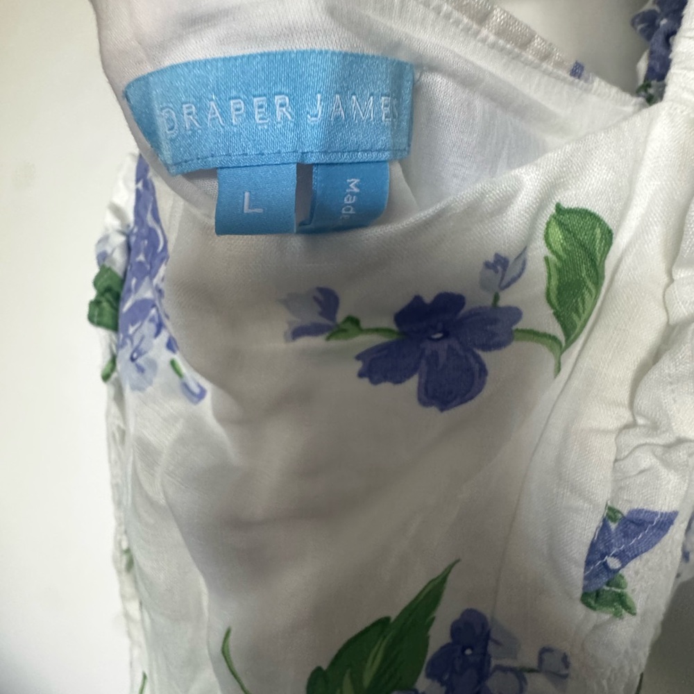Draper James Carrie Midi Dress in Linen Hydrangea Floral - Picture 3 of 4